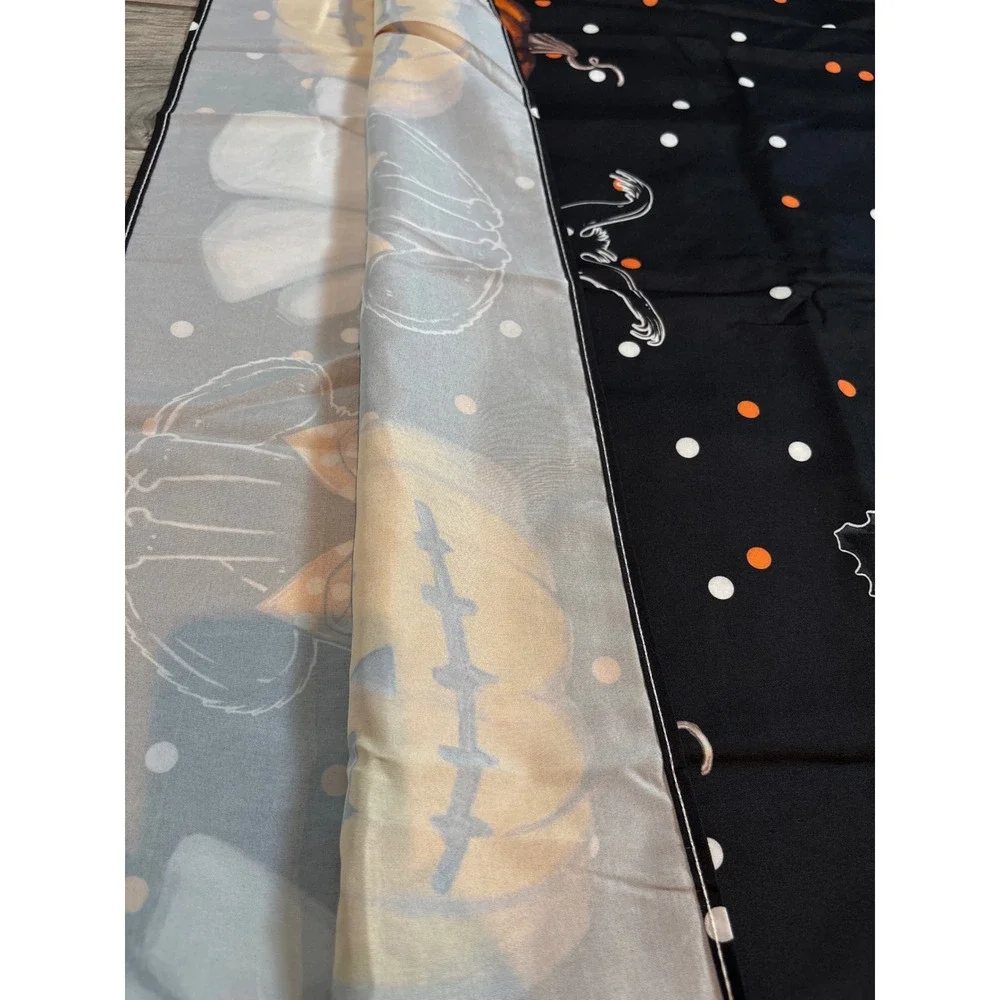 Halloween Tablecloth Rectangle 120x60 Black Ghost Pumpkin Cat Spooky Party Decor